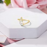Haoze Initial Letter Ring for Women Girls Gold Stackable Alphabet Rings with Initial Adjustable Crystal Inlaid Initial Rings Bridesmaid Gift - Image 5
